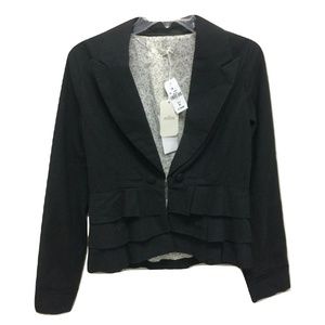 NWT Millau LF Gray Tiered Ruffle Striped Blazer